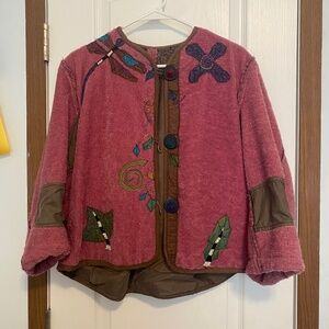 Pink and brown sweater with patchwork